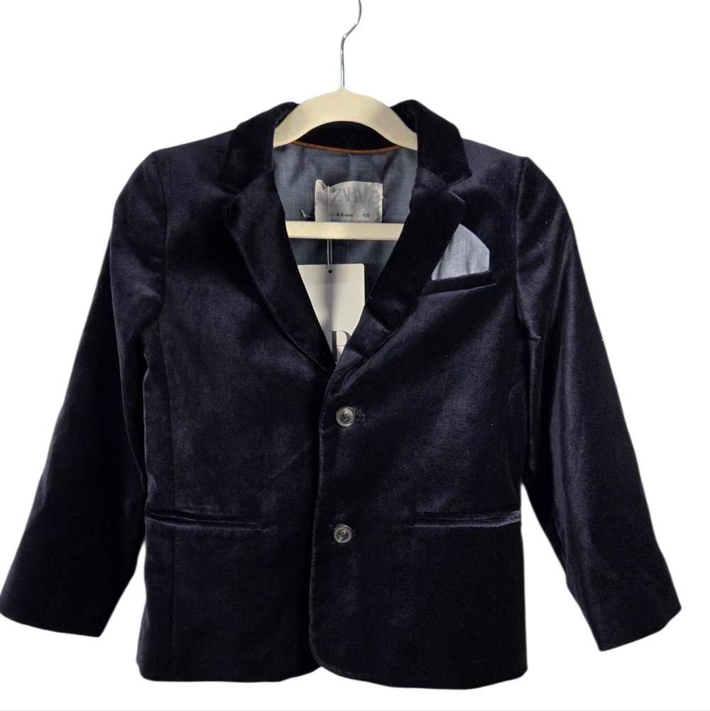 ZARA Kids Velvet Blazer – Navy Blue | New With Tags (NWT) 4/5